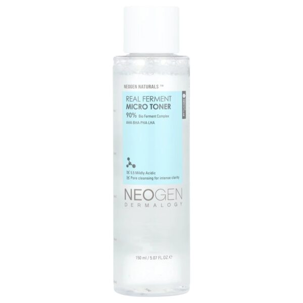 NEOGEN DERMALOGY Real Ferment Micro Collection with Naturally Fermented Ingredients (Rice) & Hyaluronic Acid for Hydrated, Brightened and Healthy Skin (Micro Toner 5.07 Fl Oz (150 mL))